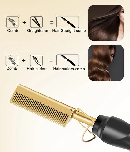 2-in-1 Electric Hot Comb Hair Straightener