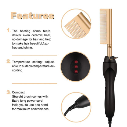 2-in-1 Electric Hot Comb Hair Straightener